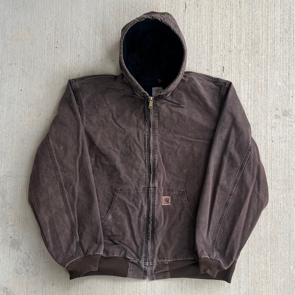 Carhartt brown hooded work wear jacket
